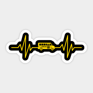 Funny School Bus Driver Gift Love School Bus Heartbeat Sticker